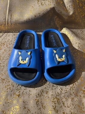 Sonic Themed Blue Kids Slide Sandals